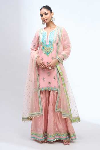 Gopi Vaid Embroidered Kurta Sharara Set 
