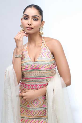 Shop Gopi Vaid Ivory Halter Neck, Yes Embroidered Kurta Sharara Set Online at Aza Fashions Shop_Gopi Vaid_Ivory Halter Neck, Yes Embroidered Kurta Sharara Set _Online_at_Aza_Fashions