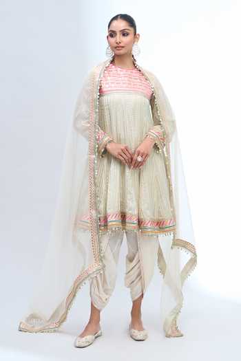 Gopi Vaid Embroidered Anarkali Dhoti Pant Set 