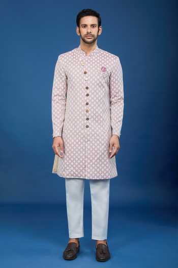 Buy Arihant Rai Sinha Multicolor Jacquard, Polyester, Viscose Embroidery, Sequins Leaf Woven Sherwani Set Online at Aza Fashions Buy_Arihant Rai Sinha_Multicolor Jacquard, Polyester, Viscose Embroidery, Sequins Leaf Woven Sherwani Set _Online_at_Aza_Fashions