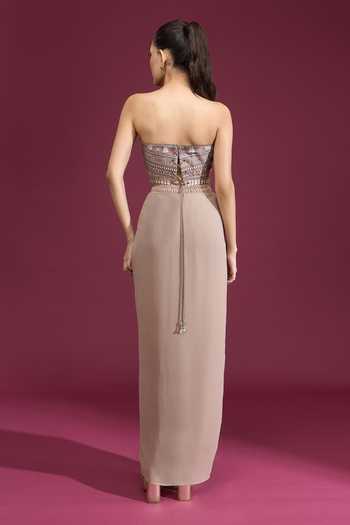 Tarun Tahiliani Printed Strapless Corset Top 