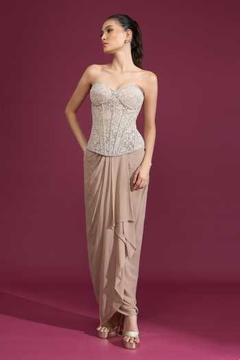 Tarun Tahiliani Embroidered Strapless Corset 