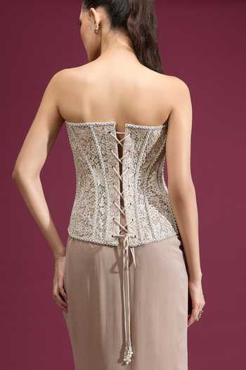 Tarun Tahiliani Embroidered Strapless Corset 