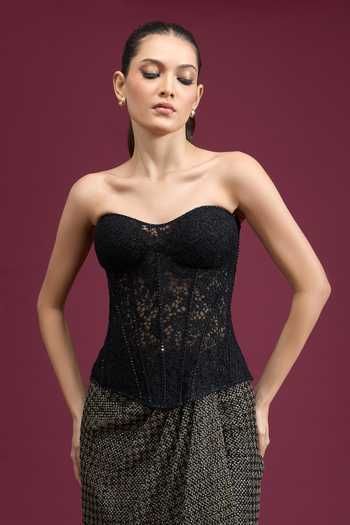 Tarun Tahiliani Strapless Embroidered Corset 