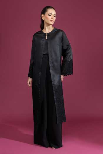 Buy Tarun Tahiliani Black Keyhole Neck Lace Work Long Jacket Online at Aza Fashions Buy_Tarun Tahiliani_Black Keyhole Neck Lace Work Long Jacket _Online_at_Aza_Fashions