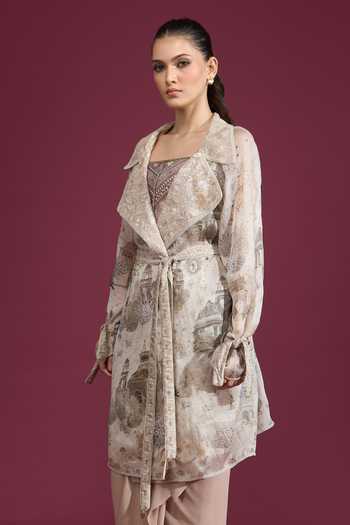 Tarun Tahiliani Ivory Collared Neck Architectural Print Jacket at Aza Fashions Tarun Tahiliani_Ivory Collared Neck Architectural Print Jacket _at_Aza_Fashions