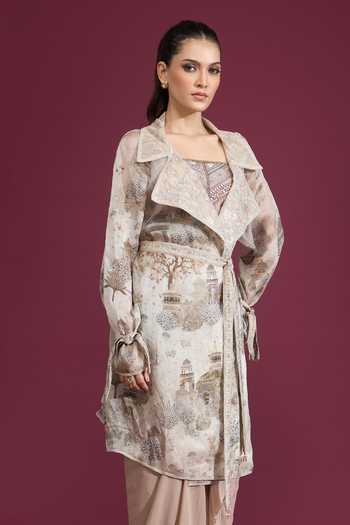 Buy Tarun Tahiliani Ivory Collared Neck Architectural Print Jacket Buy_Tarun Tahiliani_Ivory Collared Neck Architectural Print Jacket