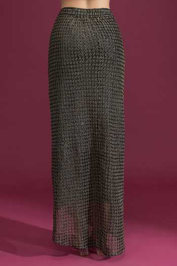 Buy_Tarun Tahiliani_Black Draped Long Textured Skirt 