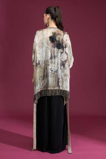 Tarun Tahiliani Printed Tassel Top 