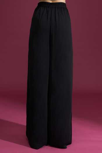 Buy_Tarun Tahiliani_Black Plain Wide Leg Trouser _Online_at_Aza_Fashions