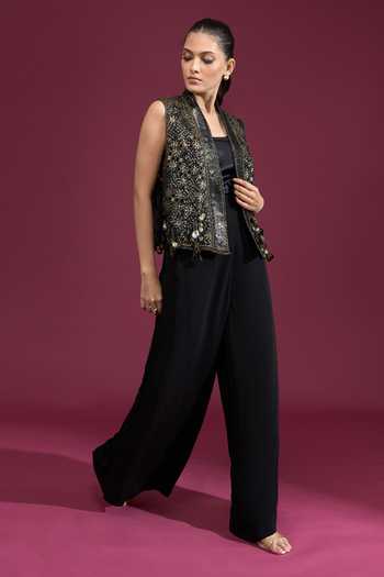 Tarun Tahiliani Plain Wide Leg Trouser 