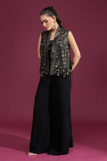 Tarun Tahiliani Plain Wide Leg Trouser 