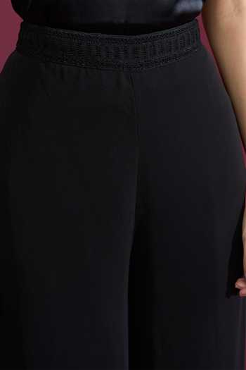 Shop_Tarun Tahiliani_Black Plain Wide Leg Trouser _Online_at_Aza_Fashions