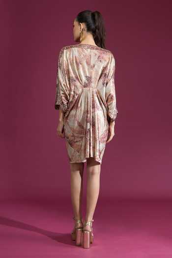 Tarun Tahiliani Printed Draped Dress 
