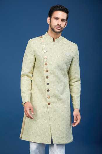 Shop Arihant Rai Sinha Gray Jacquard, Polyester, Viscose Embroidery, Sequins Work Sherwani Set Online at Aza Fashions Shop_Arihant Rai Sinha_Gray Jacquard, Polyester, Viscose Embroidery, Sequins Work Sherwani Set _Online_at_Aza_Fashions