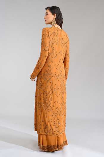 Nakul Sen Embroidered Long Straight Kurta Palazzo Set 
