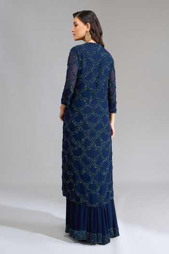 Nakul Sen Sequinned Scalloped Kurta Palazzo Set 