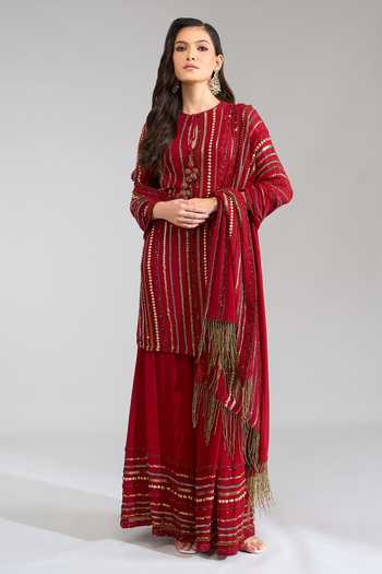 Nakul Sen Embroidered Short Kurta Sharara Set 