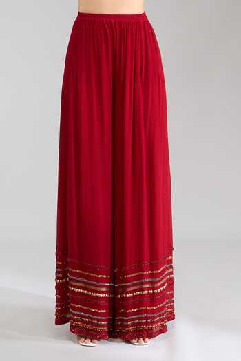Buy Nakul Sen Red Round Neck, Yes Embroidered Short Kurta Sharara Set Online at Aza Fashions Buy_Nakul Sen_Red Round Neck, Yes Embroidered Short Kurta Sharara Set _Online_at_Aza_Fashions