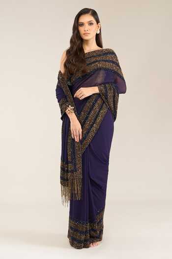 Nakul Sen Sequin Saree With Unstitched Blouse Piece 
