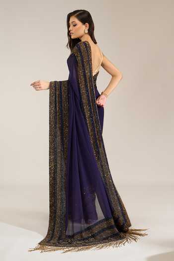 Nakul Sen Sequin Saree With Unstitched Blouse Piece 