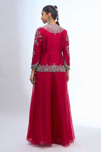 Prisho Embroidered Peplum Top & Sharara Set
