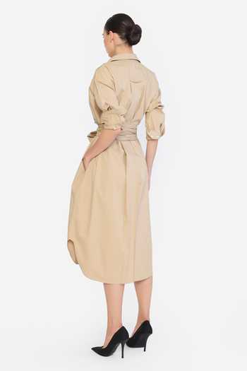 Buy Gauri & Nainika Beige Cotton Collared Neck T Shirt Dress With Belt Online at Aza Fashions Buy_Gauri & Nainika_Beige Cotton Collared Neck T Shirt Dress With Belt _Online_at_Aza_Fashions
