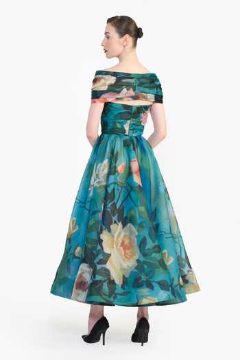 Gauri & Nainika Off Shoulder Twisted Draped Dress