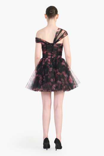 Gauri & Nainika Off Shoulder Printed Short Dress