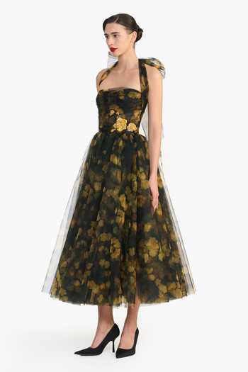 Buy Gauri & Nainika Black Tulle Halter Neck Corseted Dress Online at Aza Fashions Buy_Gauri & Nainika_Black Tulle Halter Neck Corseted Dress _Online_at_Aza_Fashions