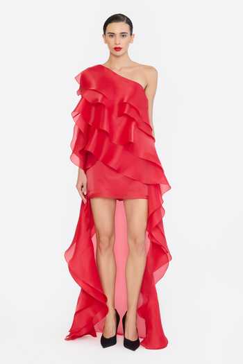 Gauri & Nainika Ruffled High Low Hem Dress