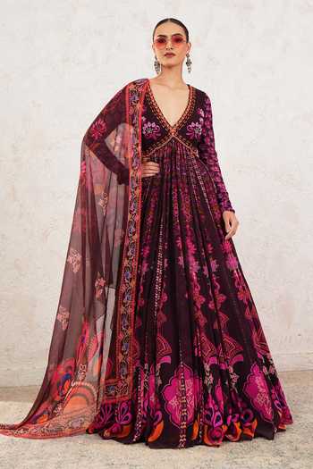 Miku Kumar Ishya Printed Anarkali With Dupatta 