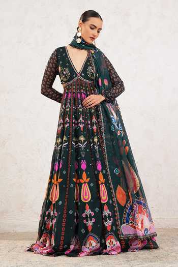 Miku Kumar Dravya Printed Anarkali With Dupatta 