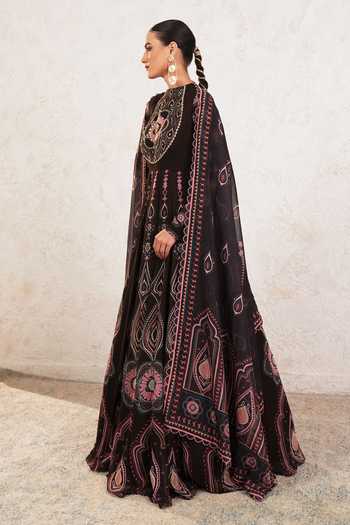 Buy_Miku Kumar_Brown Georgette High Neck Anvya Anarkali With Dupatta 