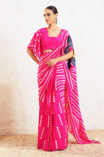 Miku Kumar Olyra Printed Pre-Draped Saree With Blouse 