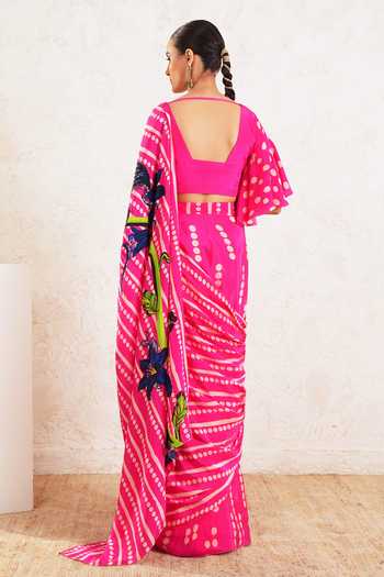 Miku Kumar Olyra Printed Pre-Draped Saree With Blouse 