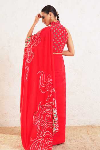 Miku Kumar Ishiya Printed Pre-Draped Saree With Blouse 