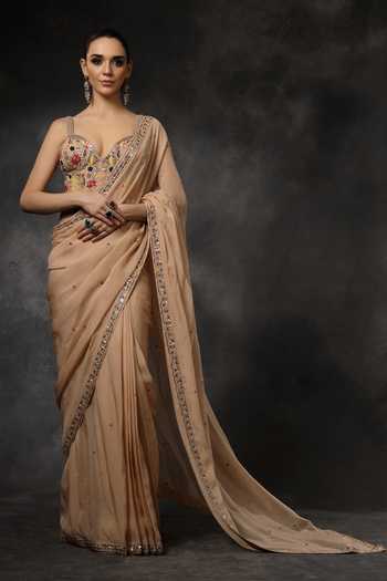 Miku Kumar Inayat Embroidered Pre-Draped Saree With Corset 