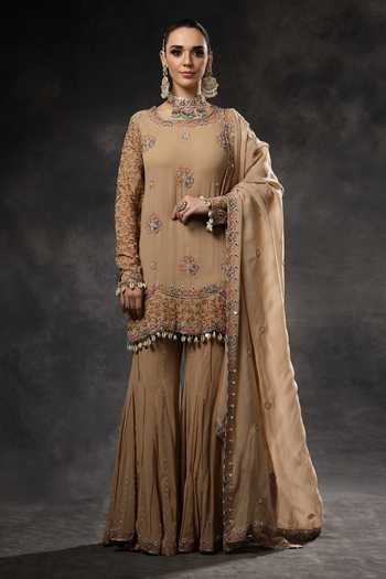 Miku Kumar Saanjh Embroidered Kurta Sharara Set 