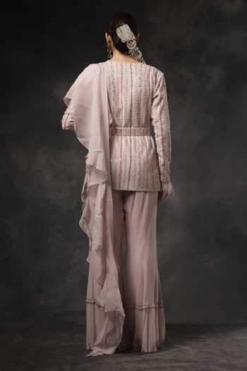 Miku Kumar Tarana Embroidered Jacket Bell Bottom Pant Set 