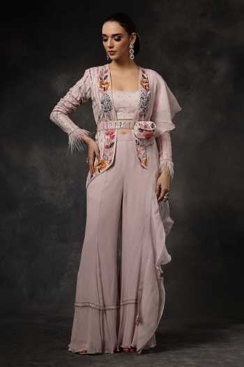 Miku Kumar Tarana Embroidered Jacket Bell Bottom Pant Set 