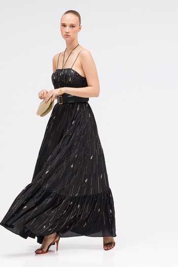 Buy Sruti Dalmia Black Silk, Cotton, Mesh Halter Neck The Velvet Hour Hand Embroidered Dress Online at Aza Fashions Buy_Sruti Dalmia_Black Silk, Cotton, Mesh Halter Neck The Velvet Hour Hand Embroidered Dress _Online_at_Aza_Fashions