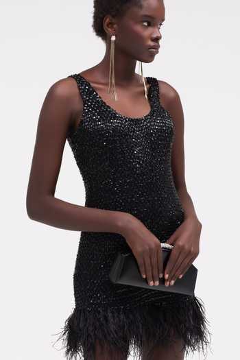 Sruti Dalmia Black Mesh, Nylon Scoop Neck Lunar Muse Hand Embroidered Dress Online at Aza Fashions Sruti Dalmia_Black Mesh, Nylon Scoop Neck Lunar Muse Hand Embroidered Dress _Online_at_Aza_Fashions