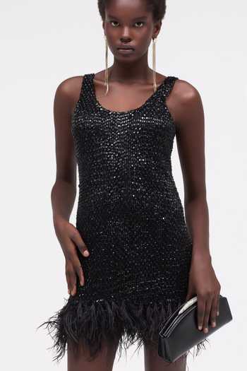 Buy Sruti Dalmia Black Mesh, Nylon Scoop Neck Lunar Muse Hand Embroidered Dress Online at Aza Fashions Buy_Sruti Dalmia_Black Mesh, Nylon Scoop Neck Lunar Muse Hand Embroidered Dress _Online_at_Aza_Fashions