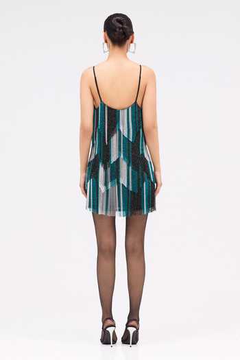 Sruti Dalmia Mightnight Sonata Geometric Embroidered Dress 