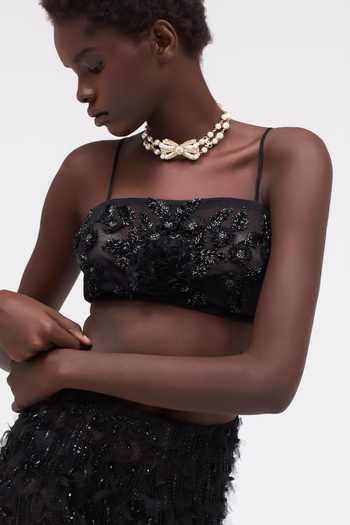 Sruti Dalmia Black Mesh, Nylon Embroidery, Sequins, Beads Square Eclipse Arc Hand Bralette Online at Aza Fashions Sruti Dalmia_Black Mesh, Nylon Embroidery, Sequins, Beads Square Eclipse Arc Hand Bralette _Online_at_Aza_Fashions