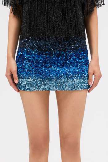 Buy Sruti Dalmia Blue Satin, Viscose, Nylon, Mesh Nightbloom Ombre Mini Skirt Online at Aza Fashions Buy_Sruti Dalmia_Blue Satin, Viscose, Nylon, Mesh Nightbloom Ombre Mini Skirt _Online_at_Aza_Fashions