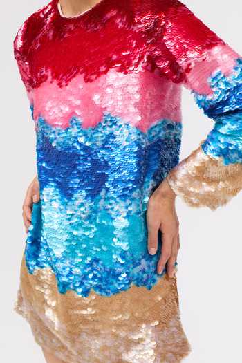 Buy Sruti Dalmia Multi Color Viscose, Mesh, Nylon Round Neck Seraphine Hand Embroidered Dress Online at Aza Fashions Buy_Sruti Dalmia_Multi Color Viscose, Mesh, Nylon Round Neck Seraphine Hand Embroidered Dress _Online_at_Aza_Fashions