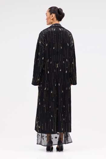 Sruti Dalmia Noire Hand Embroidered Trench Coat 