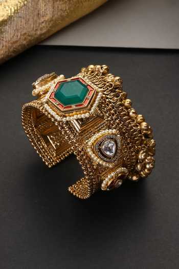Swabhimann Emerald & Polki Studded Cuff 